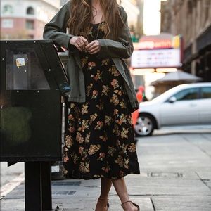 Midnight Blue floral navy A-line dress- 1950s style